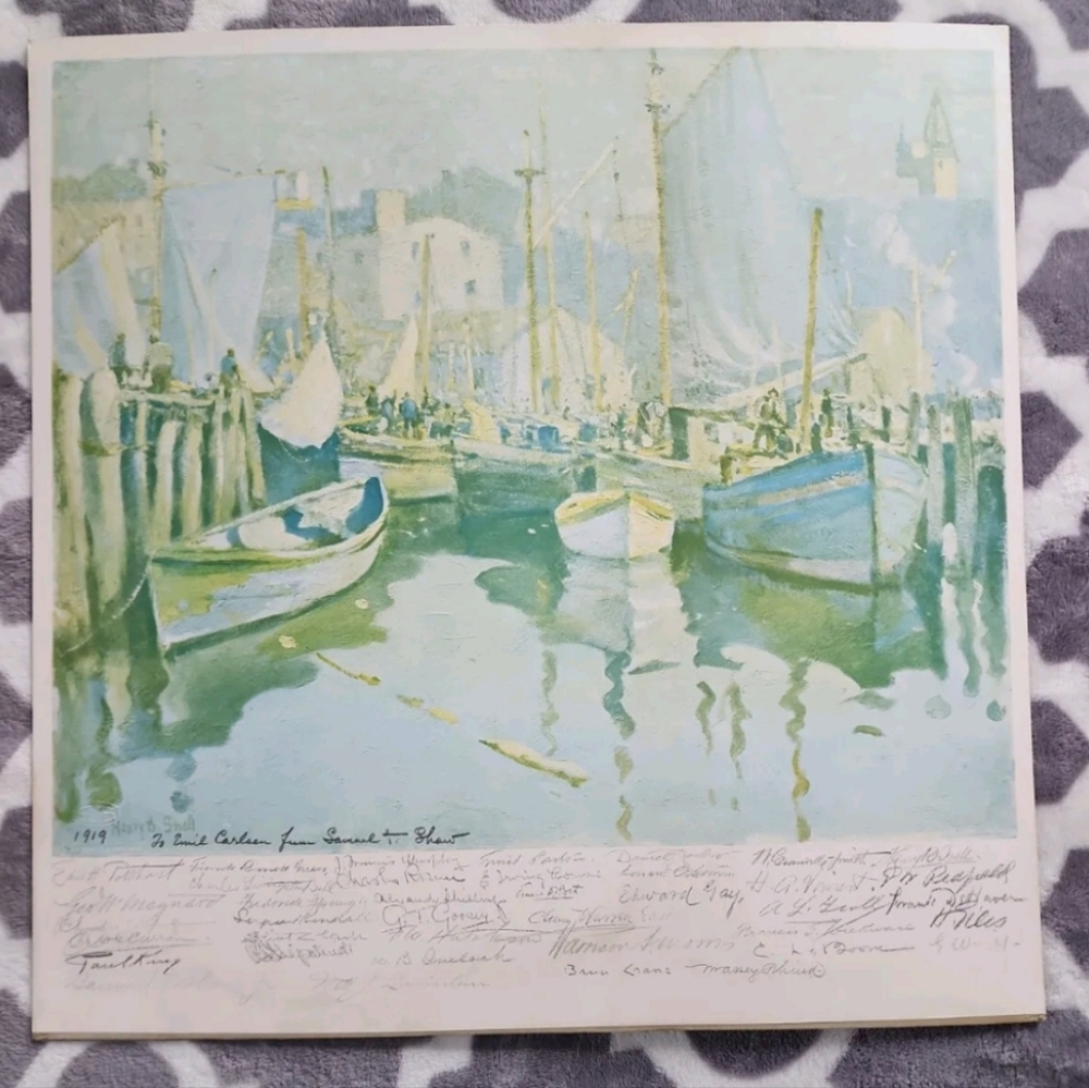 SALMAGUNDI CLUB SAMUEL T SHAW Poster- 1919- SIGNED by 40 famous artists…